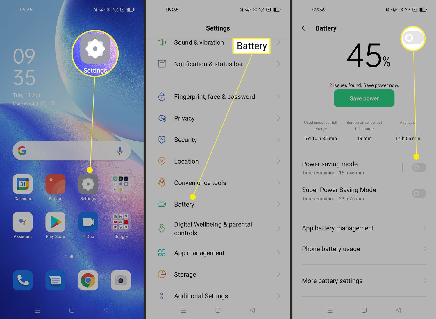 How to enable battery saver mode on Android