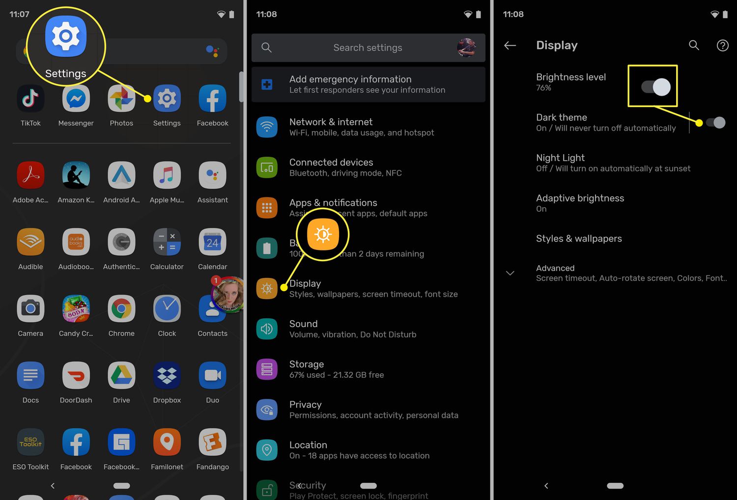 How to enable dark mode on Android