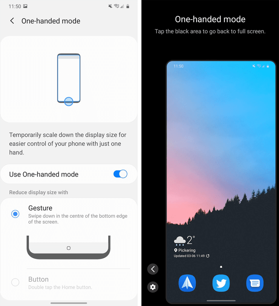 How to enable onehanded mode on Android