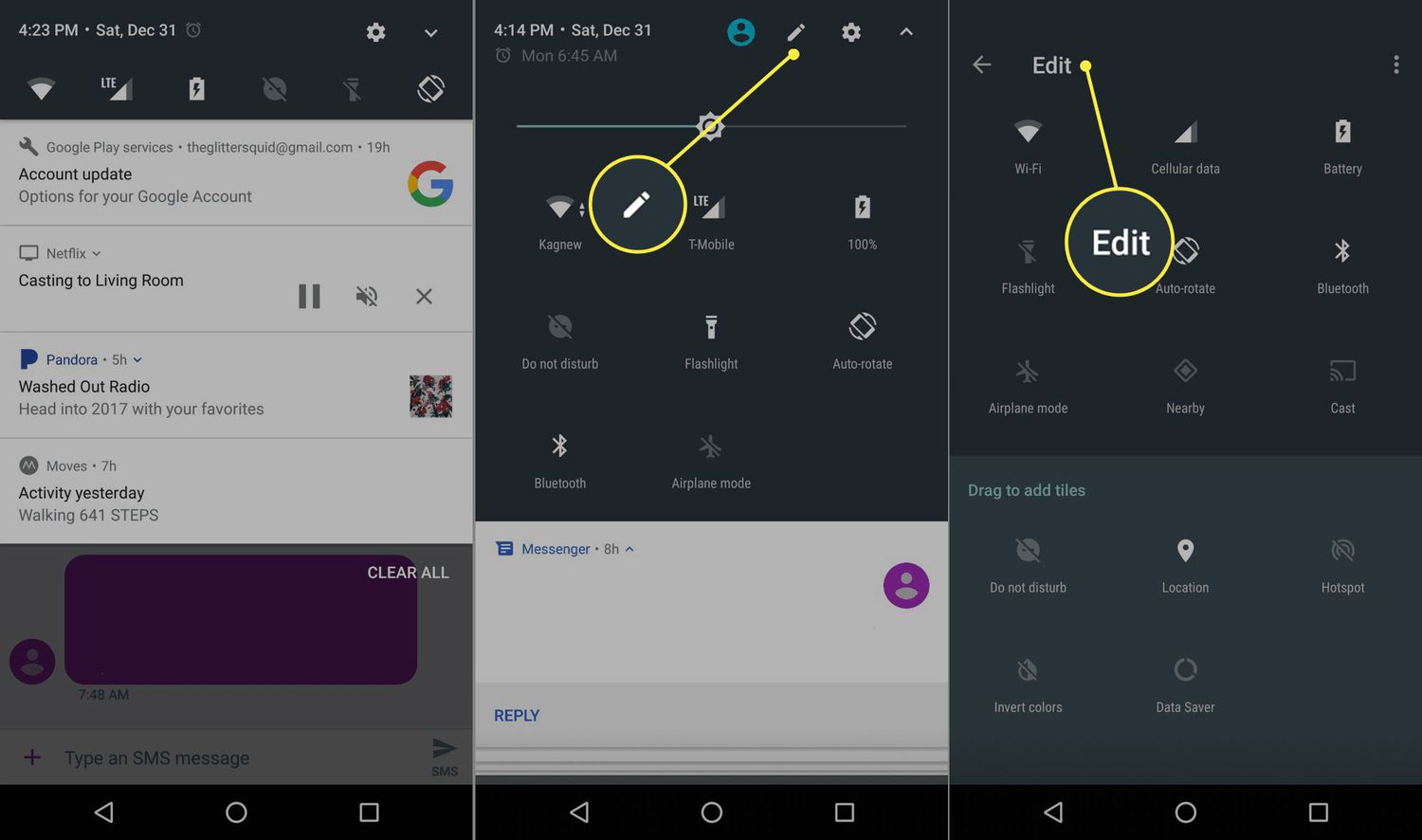 How to enable quick settings on Android