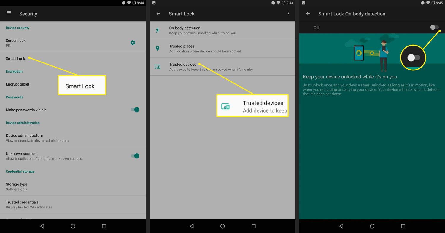 How to enable smart lock on Android
