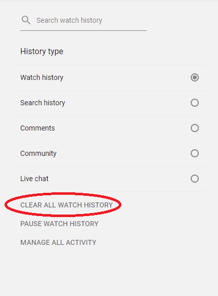 how to clear history from youtube